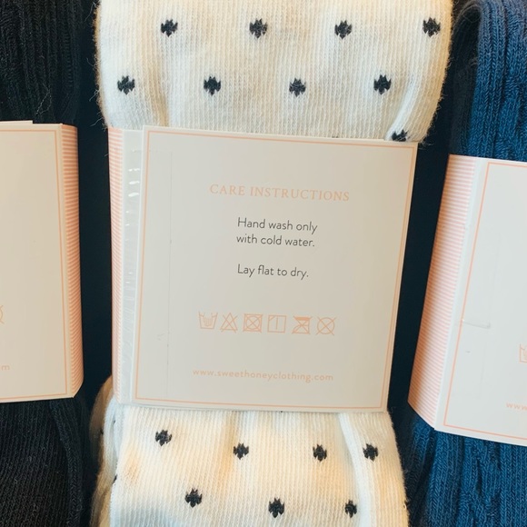 Bundle of 3 SweetHoney tights-black, navy & white with black dots-ages 6-8-NWT! - Picture 2 of 3